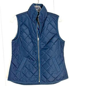 Old navy quilted puffer vest navy blue gold zipper